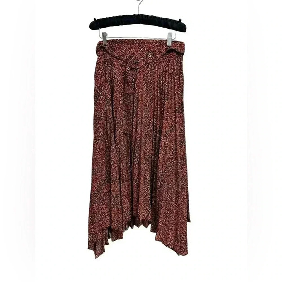 Topshop MIDI Pleated Asymmetrical Skirt Animal Print Leopard Print 10 NWT - Picture 2 of 8